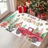 Red Vintage Pickup Truck Suitable for Entrance, Non-Slip Flannel with Sponge Thickness, Machine Washable Suitable for Christmas Tree Ornament, Pine Br