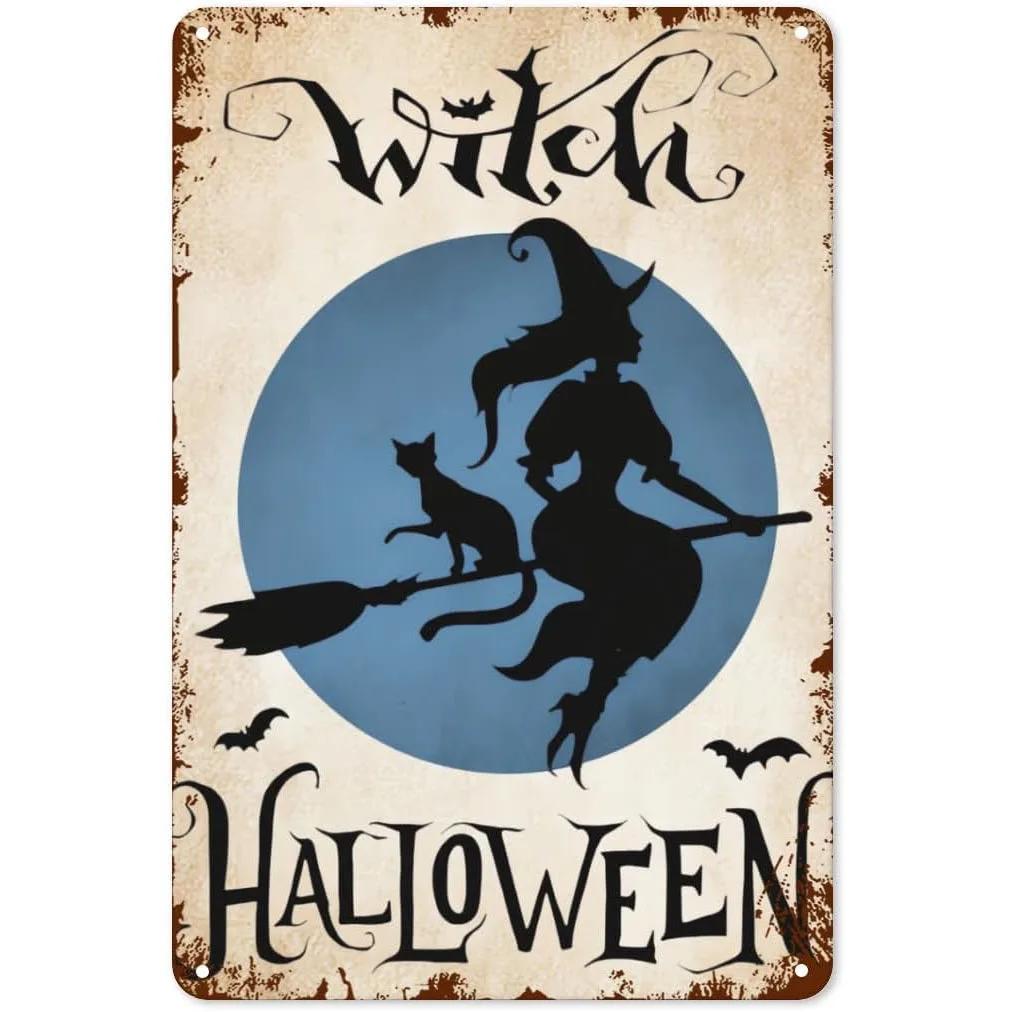 In A World Full of Princesses Be A Witch  Happy Halloween Metal Tin Sign for Indoor  Outdoor Home Bar Coffee Wall Decor  Hall