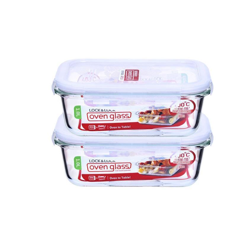 Lock & Lock 2-Piece Heat-Resistant Glass Lunch Box Set: Microwave and Refrigerator Safe, Sealed for Freshness. Gift-Ready.