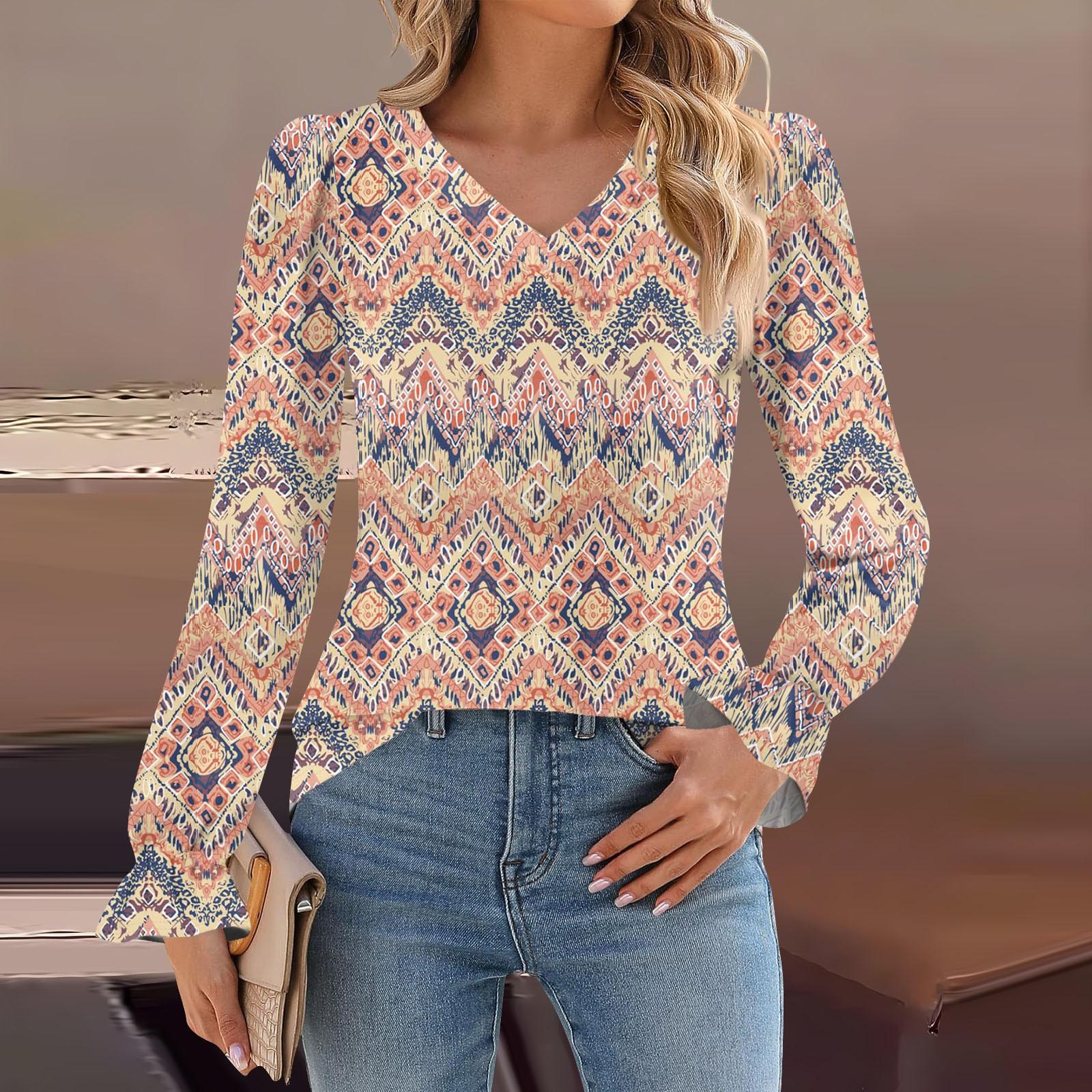 

Женский повседневный топ с длинными рукавами и полосатым принтом, с v-образным вырезом XXXL циан