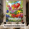Custom Text Printed Tapestry Pikmin Pattern Large Wall Hanging Indoor Room Decor
