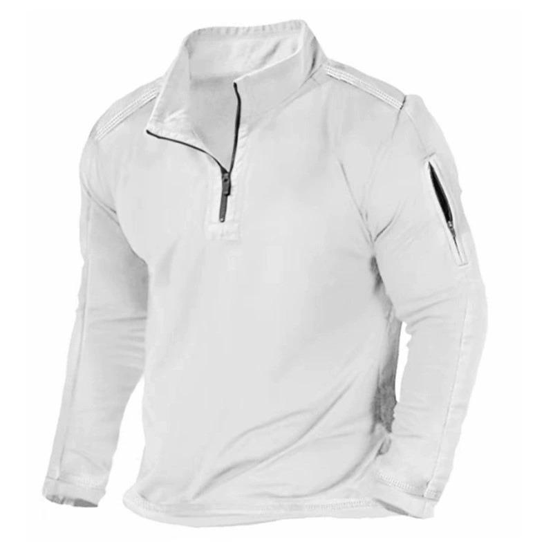 

Men s Spring Autumn Style Henry Shirt Solid Color Casual Zipper Pocket Long-sleeved Sweatshirt S