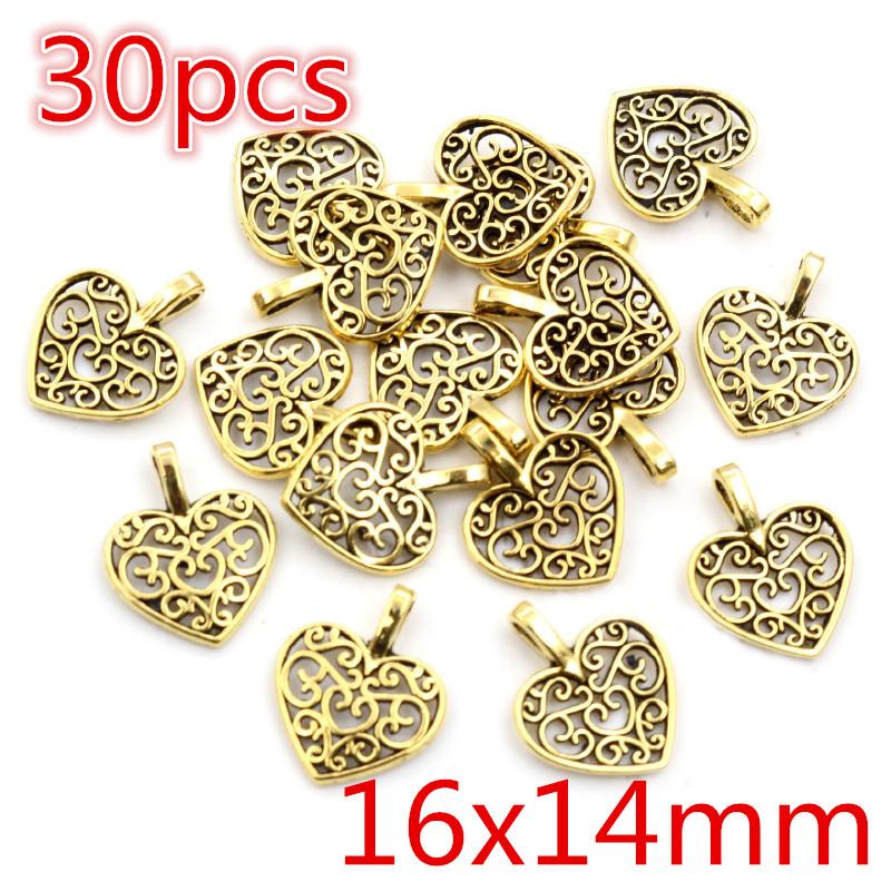 New Fashion Antique Silver Plated Bronze Heart Chrams Metal Alloy Pendant Charms for DIY Neckalce Jewelry Making Findings