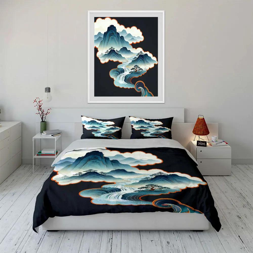 Landscape Art Three-Piece Set Soft Comfortable Duvet Cover Bedding Set Included 1*Duvet Cover & 2*Pillowcases gift