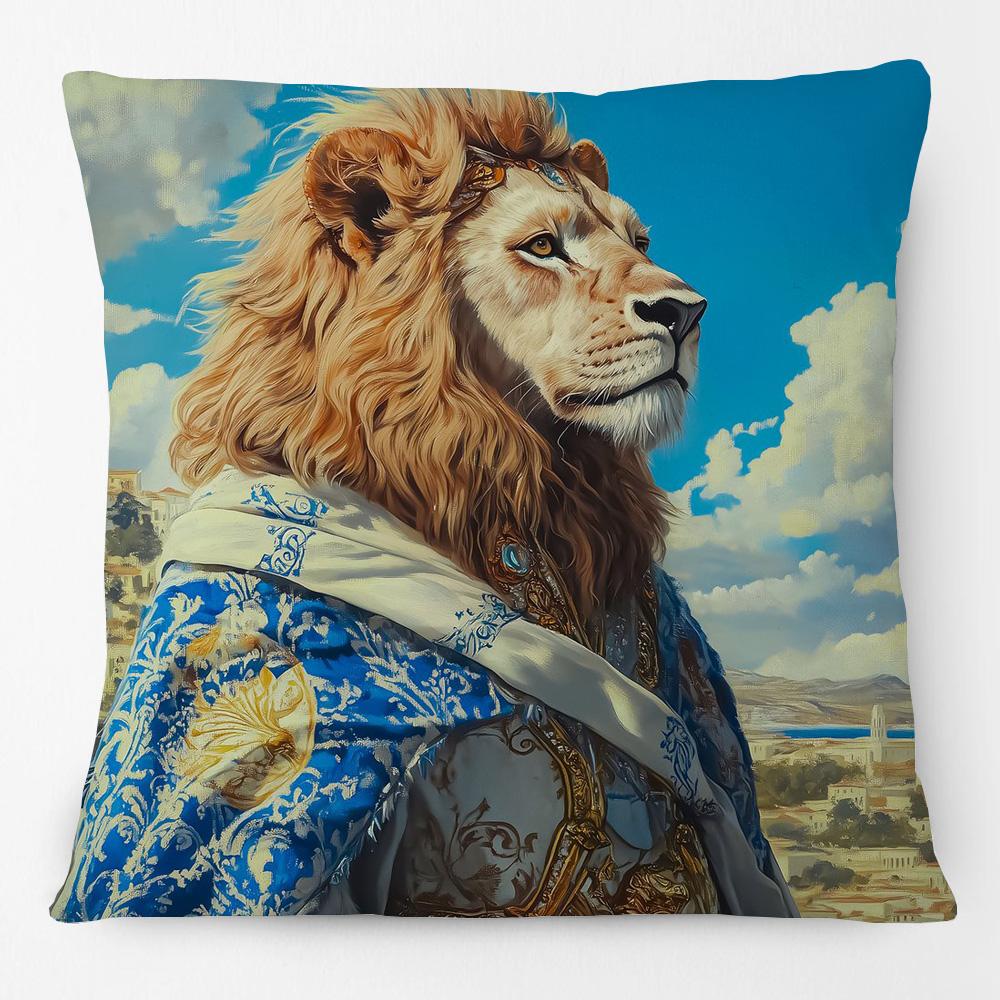 Oriental Style Animals Portraits Tiger Leopard Lion Cushion Cover Sofa Decorative Pillow Case