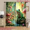 2D flat printing 2pcs Window Drapes Enchanted Forest Frog Stream Butterflies Digital Printed Polyester Drapes Seasonal Party &