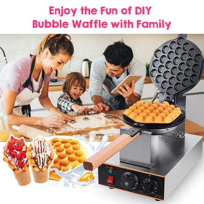 Máquina para hacer gofres con burbujas de 1400 W, plancha para hacer gofres lista en menos de 3 minutos, bandeja de goteo extraíble eléctrica