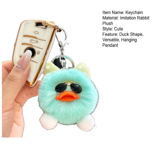 Kids Duck Keychain Imitation Rabbit Plush Keychain Pendant Bags Phones Cars Versatile Decoration Fashionable Accessory
