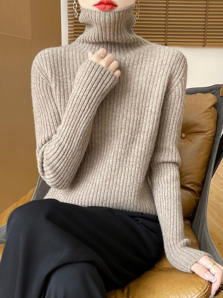 Women's Slim Fit Pure Wool Sweater - Autumn/Winter 2026 Collection - High-End Knitwear Base Layer Top