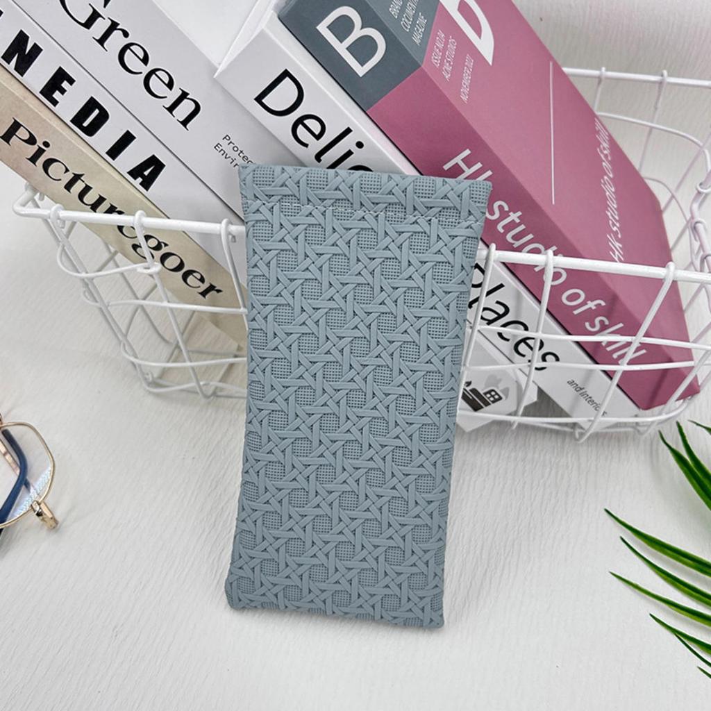 1pc Minimalist Elegant Trendy Glasses Pouch Woven Texture PU Leather Portable Sunglasses Storage Box Durable Protective Containe