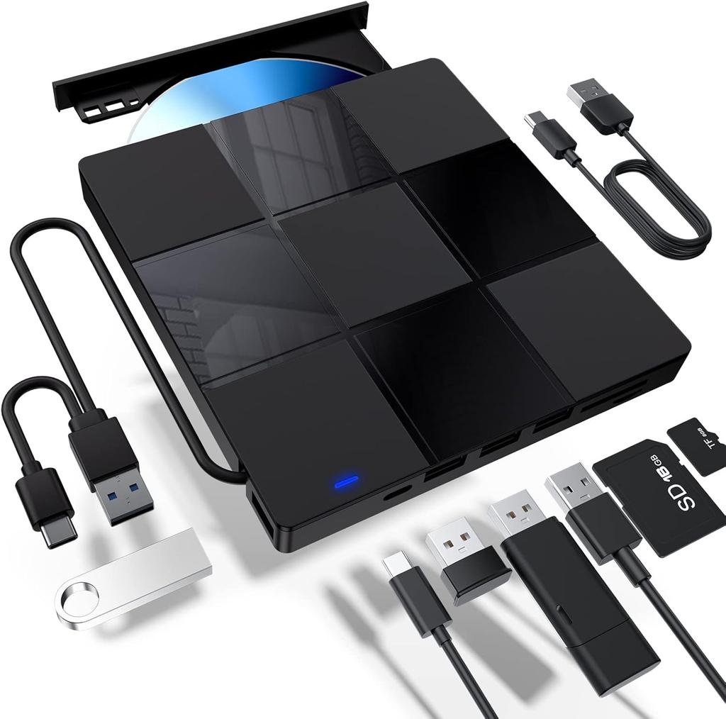 Externí CD/DVD mechanika, DVD přehrávač pro notebook, USB 3.0 Ultra-štíhlá přenosná CD vypalovačka Optická mechanika Kompatibilní s počítačem Mac PC