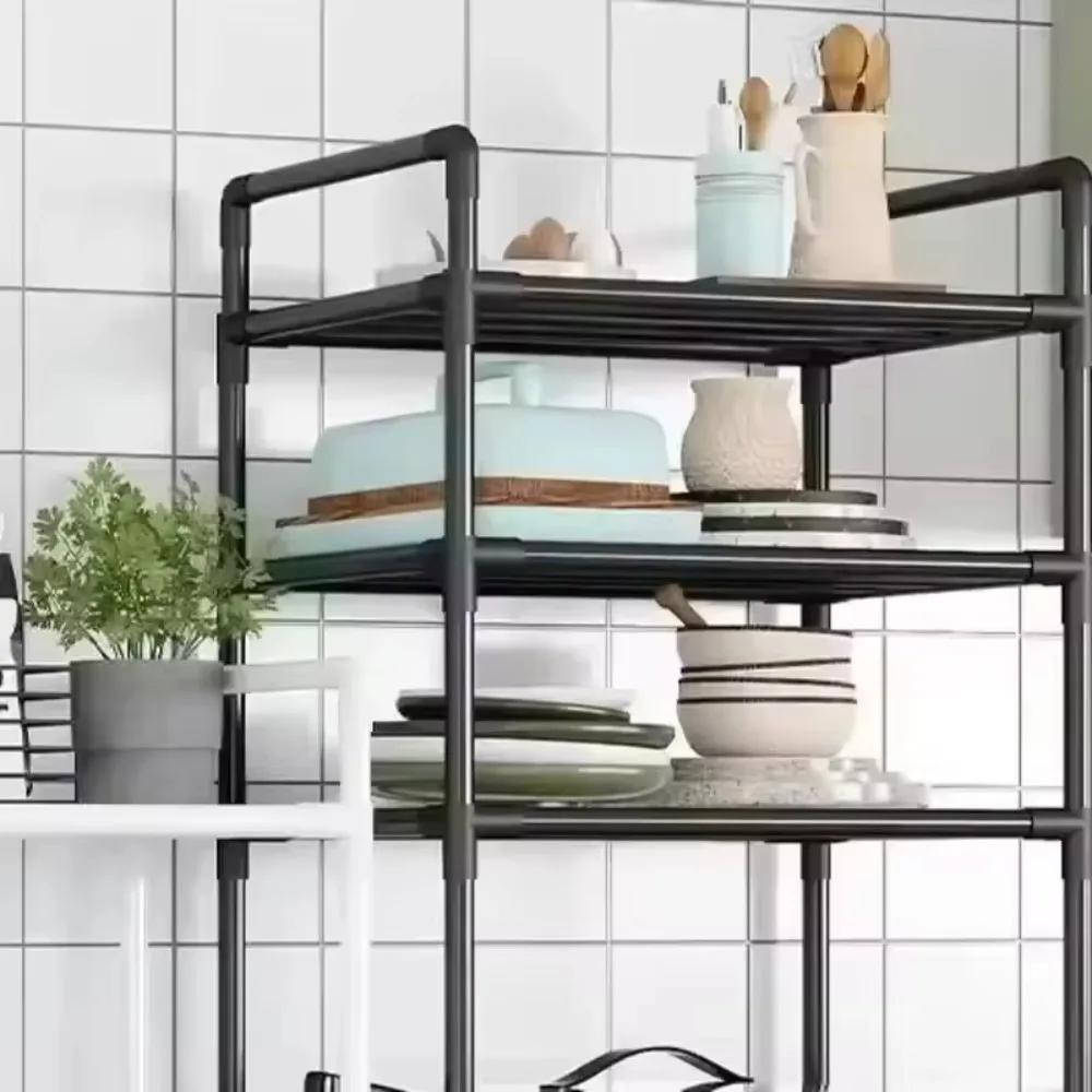 Multi Story Kitchen Shelves Floor Standing Storage Racks Kitchen Storage Racks Mobile Storage Platforms Microwave Oven Racks