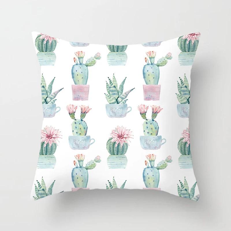 Cactus Flower Decorative Pillowcase Office Living Room Home Pillowcase Car Ornaments