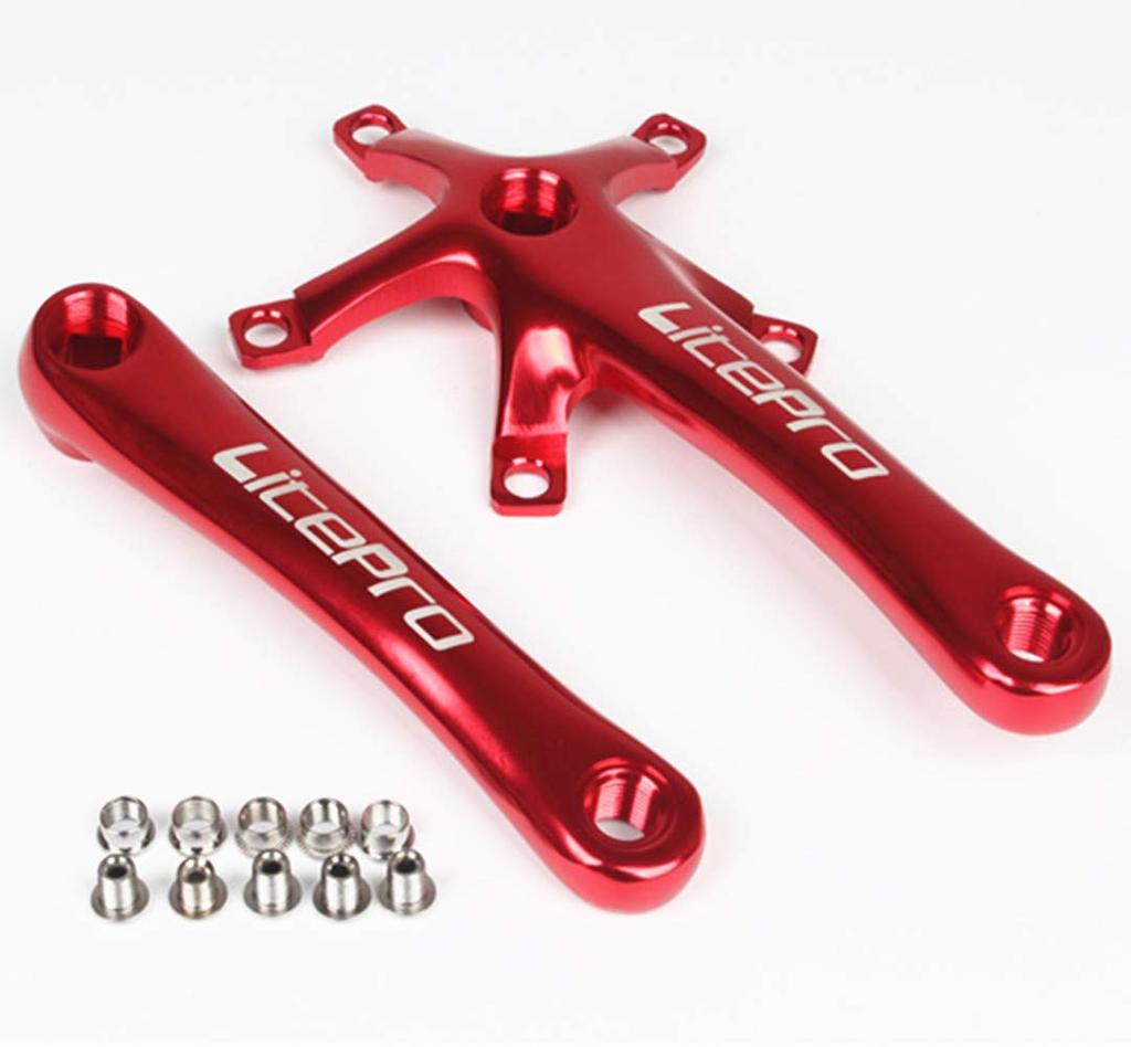 Folding Bike Square Bicycle Crank Crankset BCD130 Single Chainwheel Aluminum Alloy Crankset 45/47/53/56/58T (Red, 45T)