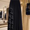 Women's Fall/Winter High-Waisted Slimming French Ruffled Asymmetric A-Line Skirt Elegant Mid-Length Skirt