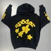2026 Fall Winter Oversize Hoodie Men 450g Fleece Lined Sweatshirt Spider Web Print Warm Casual Hooded Top
