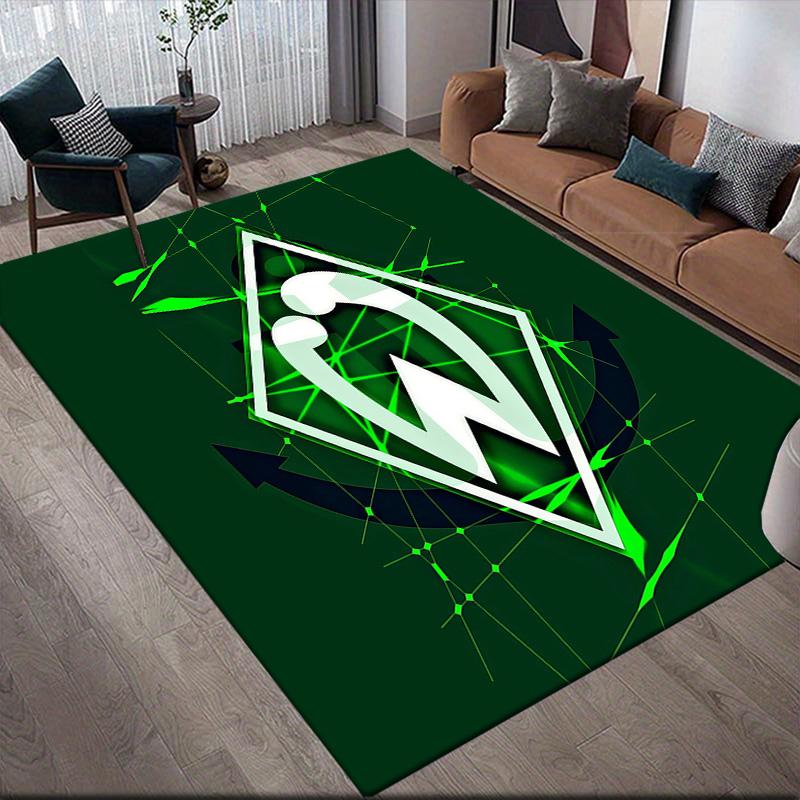 Werder Bremen Flanellmuster Quadratischer Teppich, Läufer, Teppich für Wohnzimmer Schlafzimmer Sofa Spielzimmer Dekor, Rutschfeste Fußmatte