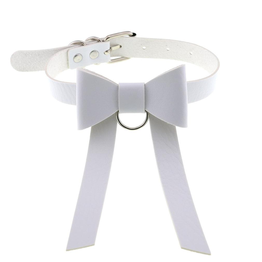 DIEZI Harajuku Bílý PU Kožený Kroužkový Choker Náhrdelník Pro Ženy Muže Vintage Gotický Hip Hope Nastavitelný Límcový Náhrdelník Šperky