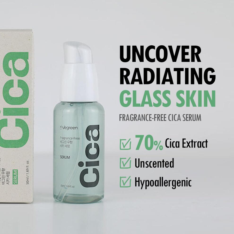 VEGREEN parfmfreies Cica-Serum | Mit Centella Asiatica angereichertes Gesichtsserum fr Frauen und Mnner | Alkoholfreies Centella-Serum ohne Du