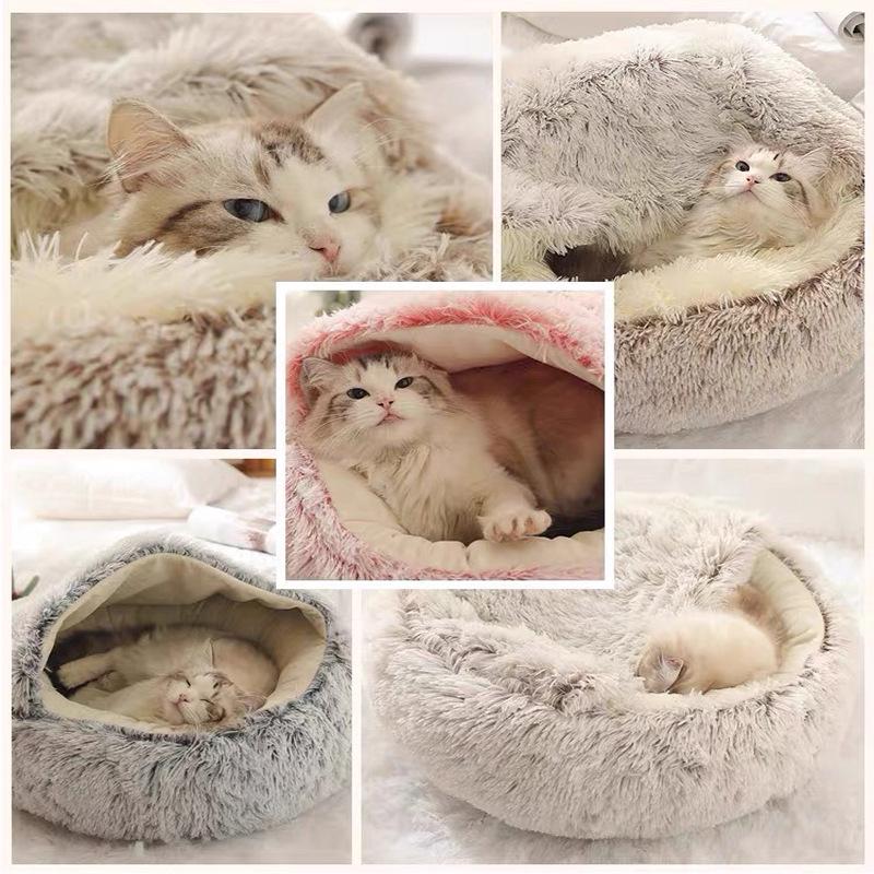 Plush Semi-Enclosed Winter Warm Cat & Dog Bed