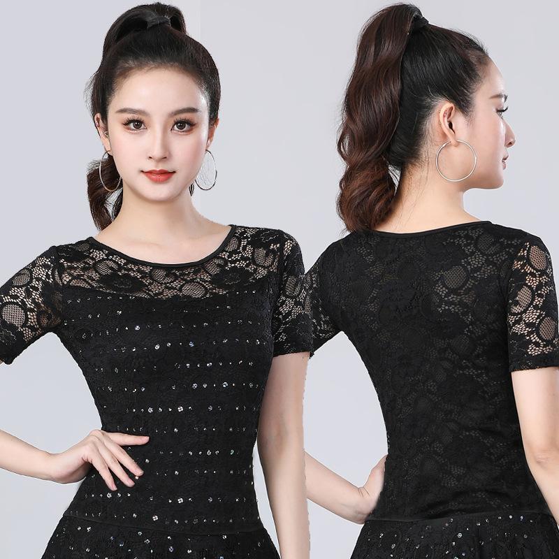 Latin Dance Costume Adult Female Lace Sequined Blouse Dance Clothes Body Practice Clothes National Standard Dance