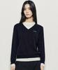 Nigaennikol Layered Round V Neck Knit_Black