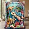 Oceanic Sea Turtles Theme blanket Lightweight Warm Flannel Blanket Decorative Throw Blanket for Home Decoration
