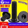 Thin Head Black Carbon Steel Hex Socket Screw, 10.9 Grade, Flat Head, M3/M4