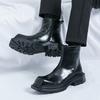 Autumn and winter Chelsea boots men's niche square head Martin boots fashion leather boots thick sole heightening Zhongtong trend short boots