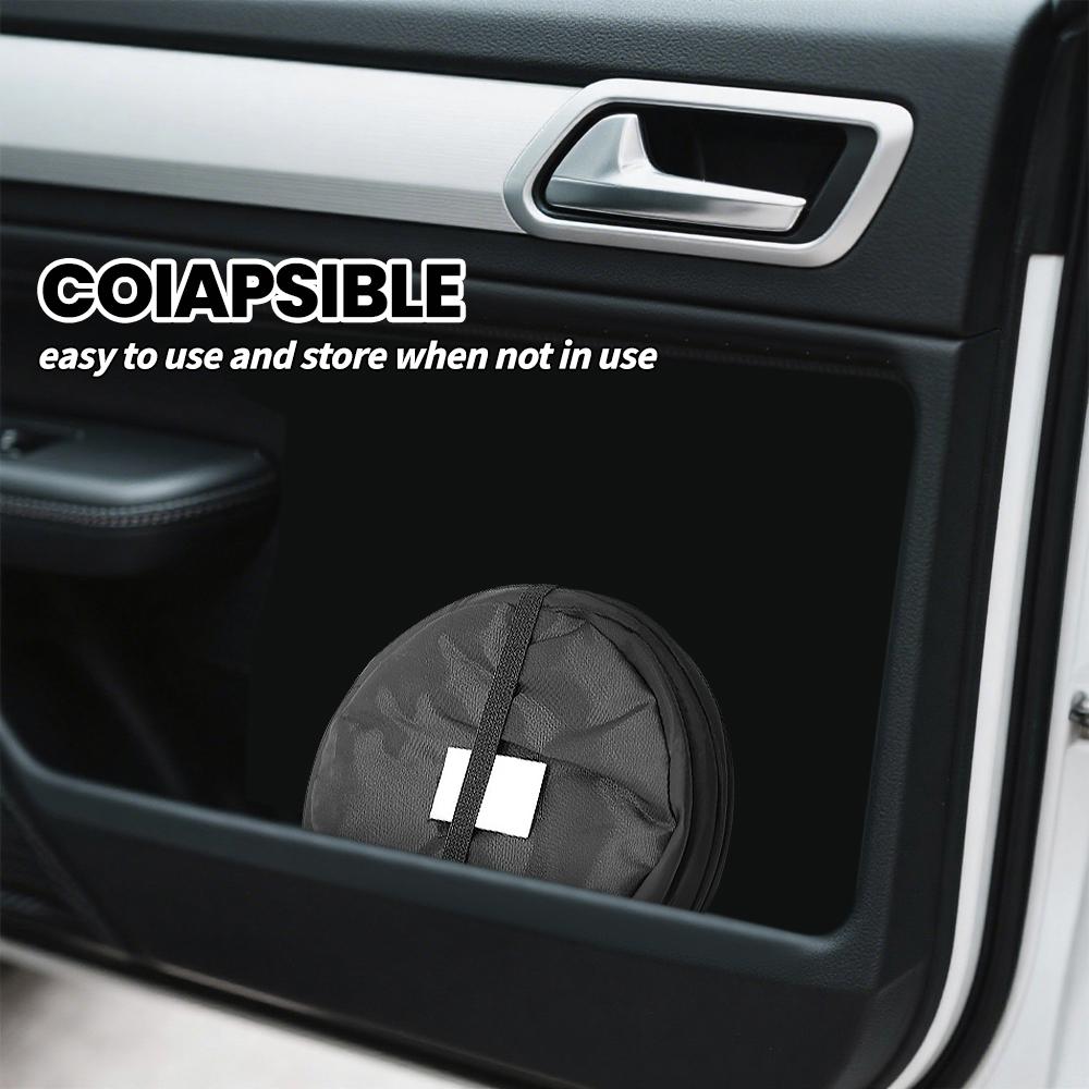 1pcs Black Foldable Leakproof Durable Oxford Cloth Easy Hanging Design Car Trash Can Suitable for Camping Picnic and Office Use