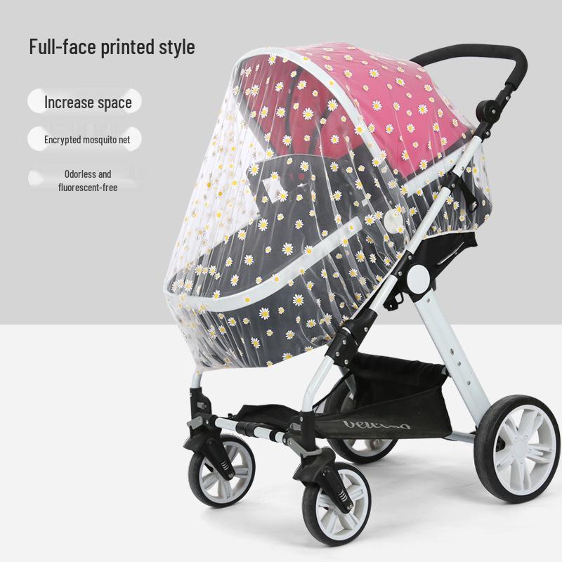 Universal Full-Cover Baby Stroller Mosquito Net - Enlarged, Dense, Anti-UV Protection for High View Strollers