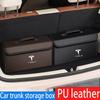 Auto kofferbak opbergbox grote capaciteit PU leer afwerking tas voor Model 3 Model X Model Y Model S