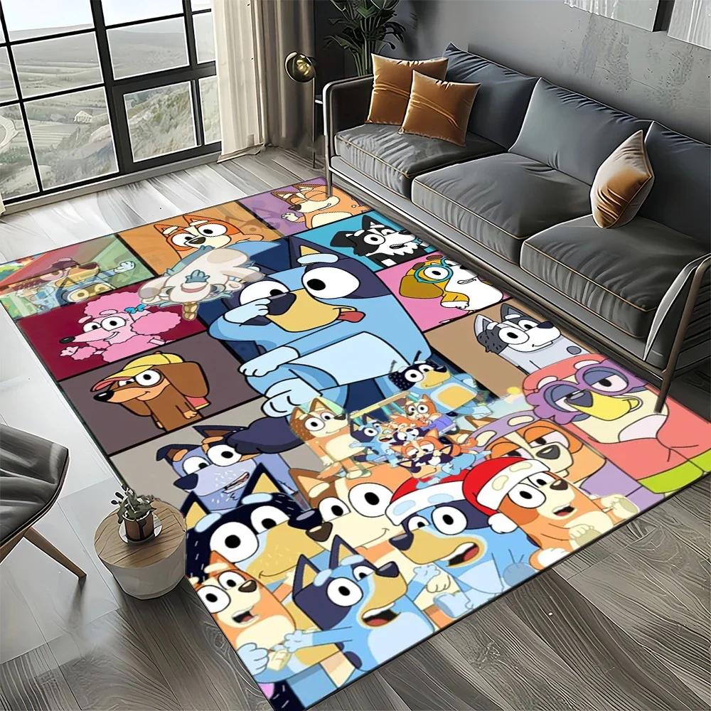 3D Print B-Blueys Family Cartoon Dog Carpet Rug for Living Room Bedroom Home Sofa Decoration,Kid Play Non-slip Floor Mat
