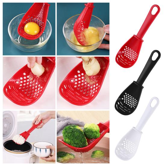 Kitchen Grinding Spoon with Strainer Holes Multi-Use Masher And Egg Separator BPA-Free Plastic Cooking Utensil