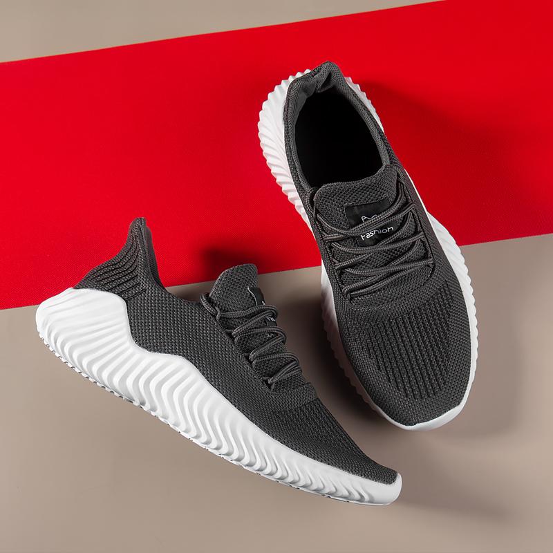 Fashion Men Sneakers Men Shoes Lightweight Running Shoes Sports Mens Athletic Shoes Solid Black White Gray Big Size 47