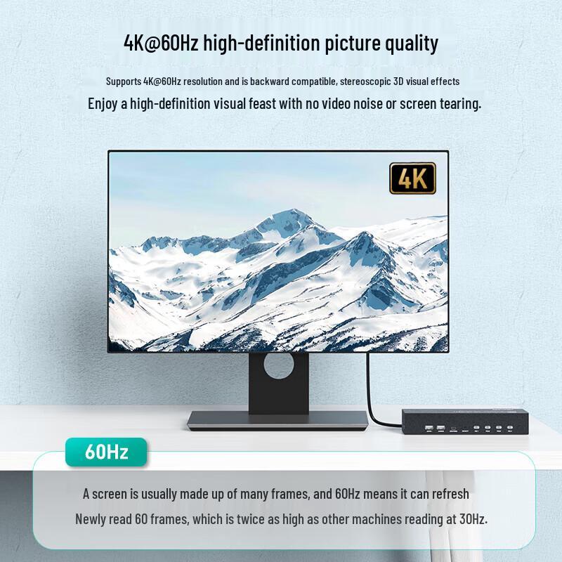 MT-Viki 4-Port Dual Monitor 4K DP KVM Switch