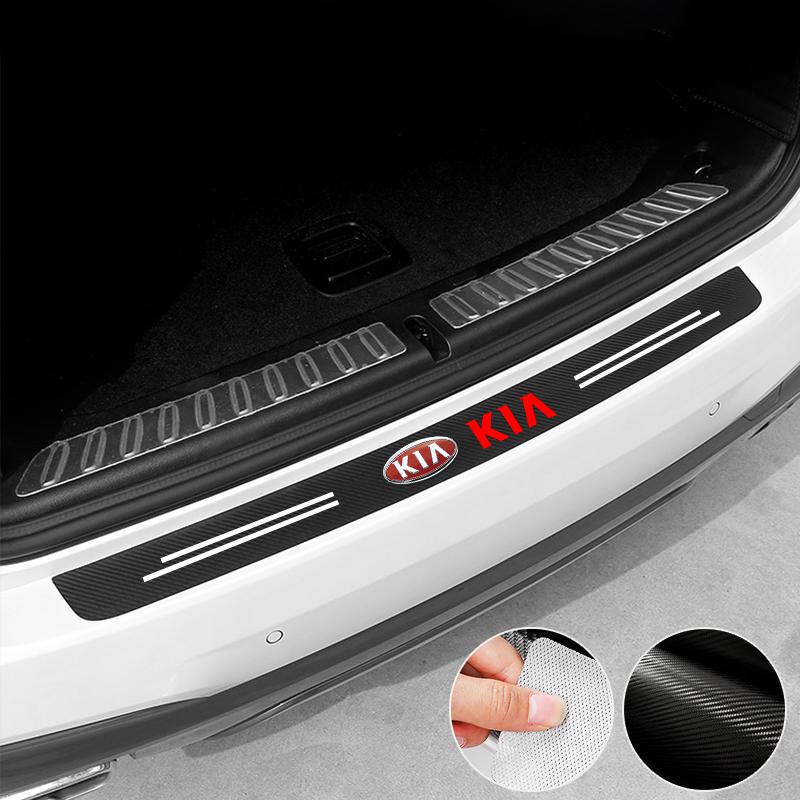 AADW1 Autotürschwellenleisten Kofferraum Heckstoßstange Schutz Carbonfaser Leder Aufkleber Für Kia Sportage Ceed Picanto Niro K5