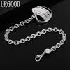 925 Sterling Silver Heart Bracelet Men Women Gift Wedding Fashion Jewelry