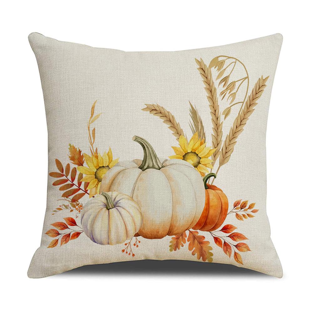 

Harvest Festival Pumpkin Ear Pillow Cover Bow Letter Linen Sofa Decorative Cushion Cover 45 * 45Cm (excluding pillow core)