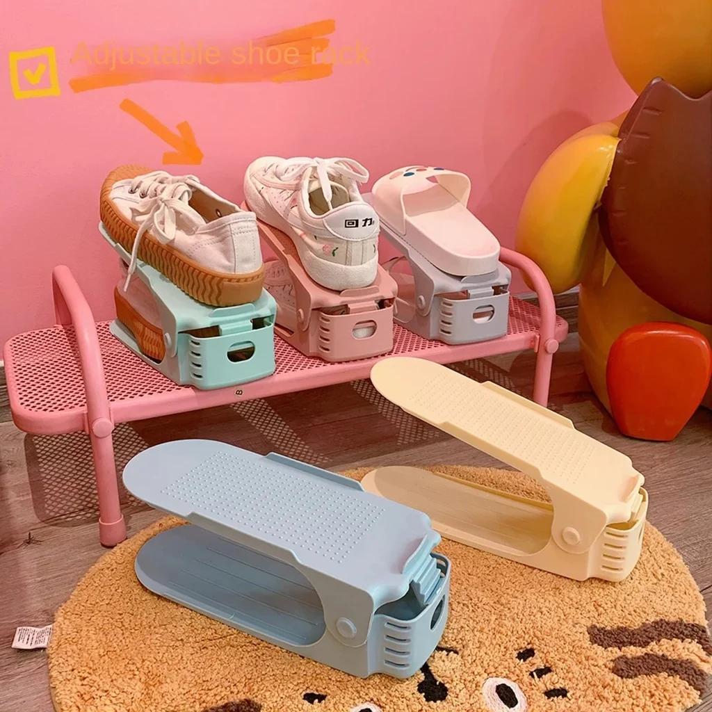 1pcs Adjustable Shoes Rack Organizer Shoe Slot Space Saver Double-layer Shoe Rack Organization Shoes Storage Rack Shoe Box