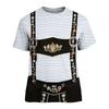 T-shirt da uomo per l'Oktoberfest con stampa testurizzata vintage, manica corta, vestibilità larga, casual, estiva, per uso quotidiano, top con bretelle grafiche e ricami