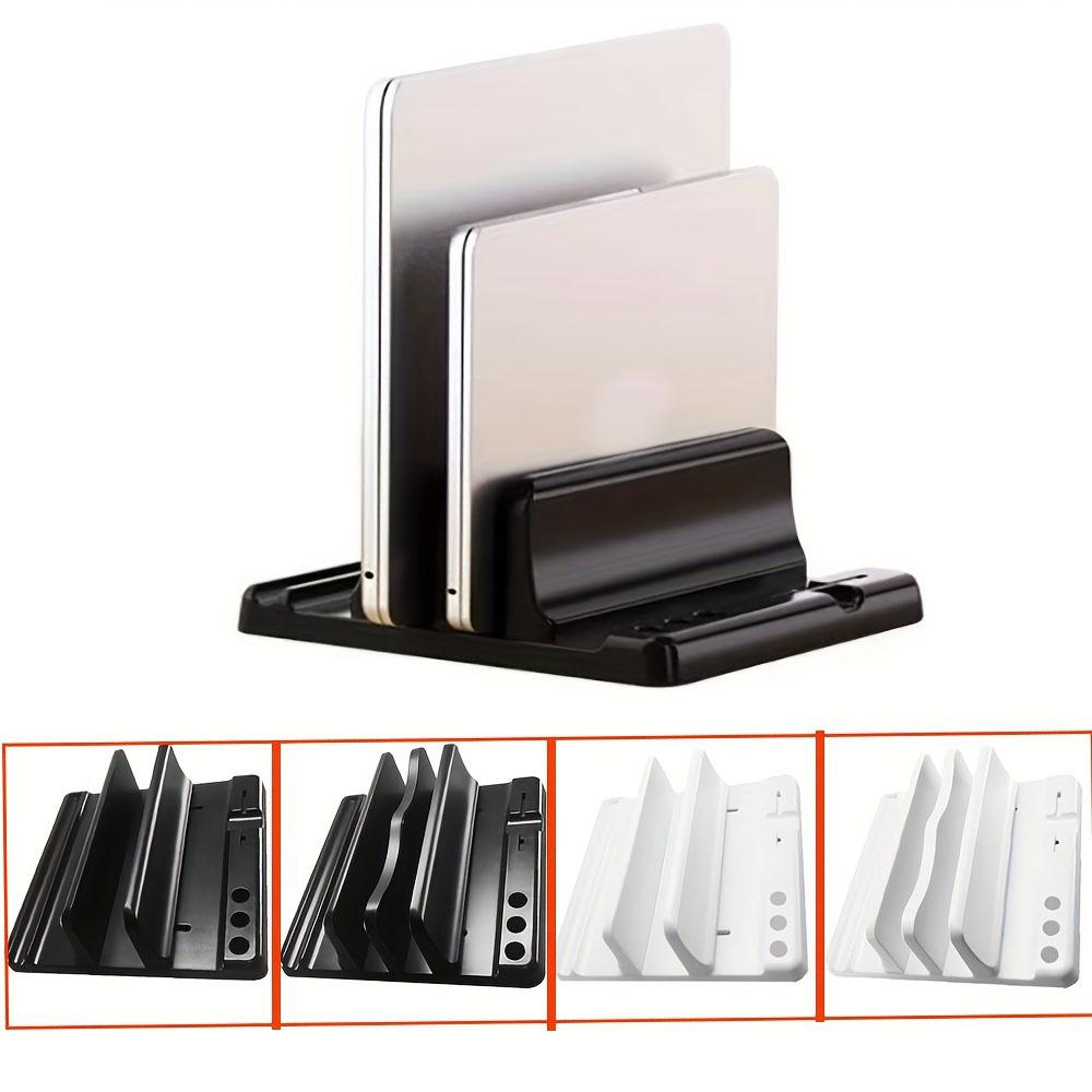 Multifunctional Adjustable Vertical Laptop Stand Dual-Slot Desk Organizer for Tablets Phones Space-Saving Holder for Home Office