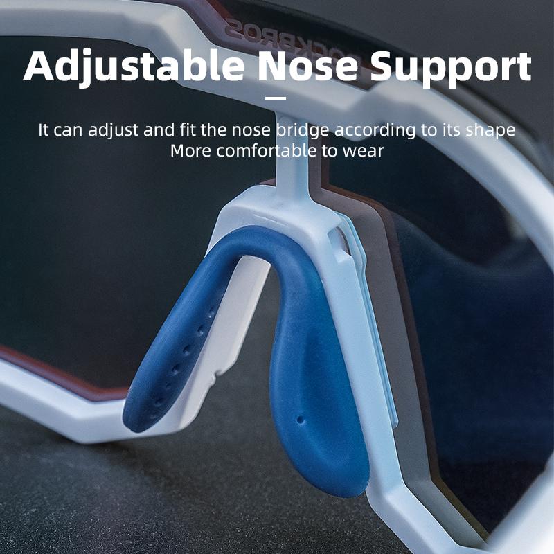 ROCKBROS Occhiali da Ciclismo Fotocromatici Polarizzati Supporto Nasale Regolabile Montatura per Miopia Occhiali da Sole Sportivi Uomo Donna Occhiali
