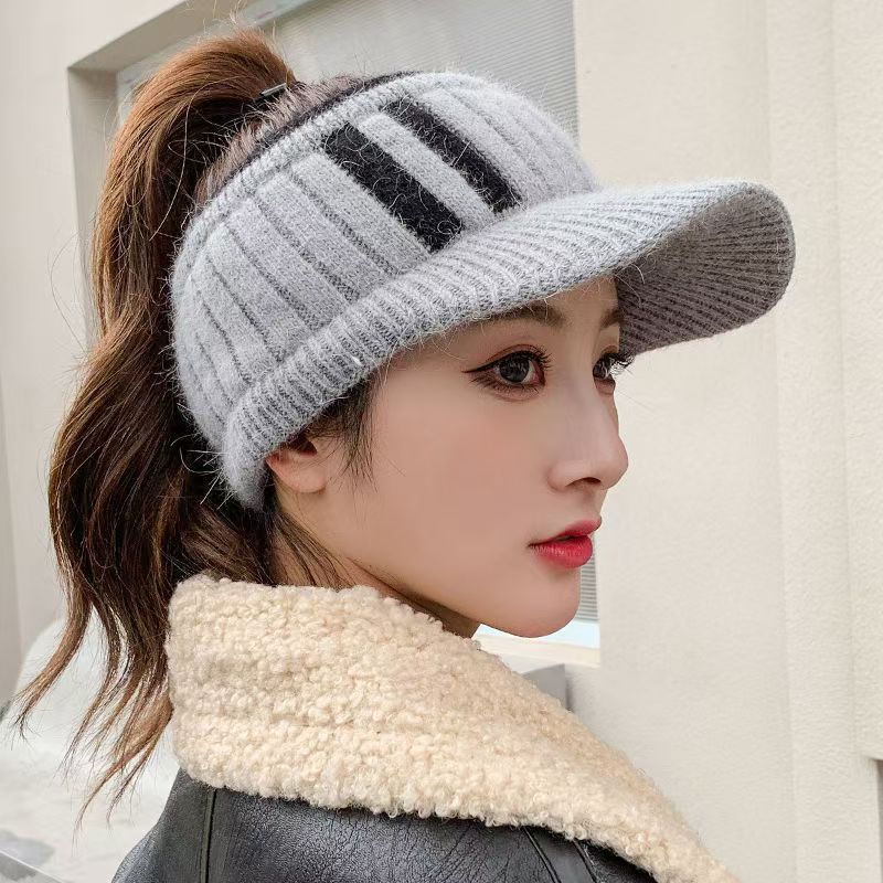 Women's Fashion Empty Top Woolen Hat - Perfect for Autumn and Winter, Knitted Warmth, Stylish Design, Breathable Comfort, Versatile Matching