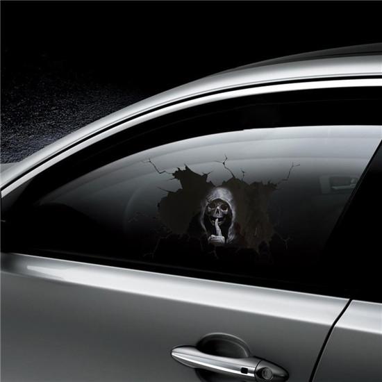 Halloween Horror Skull Car Window Stickers Horror Ghost Head Rear Window Stickers Glass Demon Stickers Waterproof