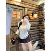 Lace Knitted T-shirt for Women in Autumn and Winter New Style Bottoming Shirt with Short Top