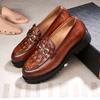 Fashion Men's Wedding Party Dress Shoes Genuine Leather Handmade Python Pattern Metal Button Loafers Casual Business Formal Shoes Men