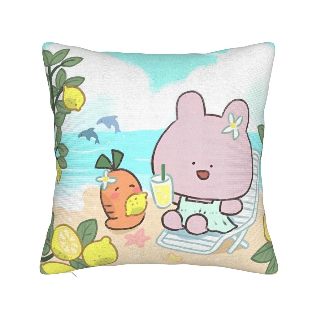Asamimichaan Cute Asamimi Square Pillow Case Cushion Cover Funny Polyester Decor Throw Pillow Case Cover for Car 4545cm