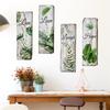 WOHAHA Wall Stickers, Stylish Plant Leaf, Green Wisteria Leaf, Nordic Wallpaper Sticker, English Text, Faux White Wood Grain, Peelable, Stylish Wall