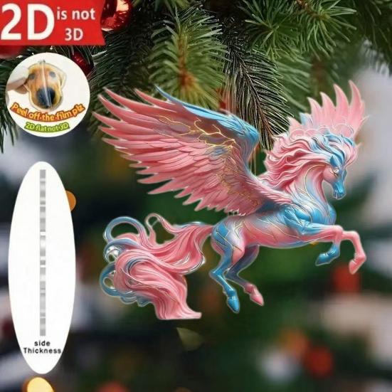 Horse Pendant Acrylic 2D Realistic Horse Ornament with Hanging Loop Car Interior Decoration Christmas Tree Hanging Pendant